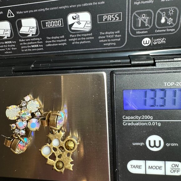 J.Crew AB Rhinestone Dangle Stud Earrings & Rhinestone Studs Set of 2 Glam - Picture 10 of 11